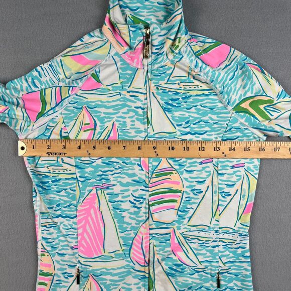 Lilly Pulitzer Luxletic Serena Jacket You Gotta Regatta Seaside Aqua Women's XS - Picture 4 of 7